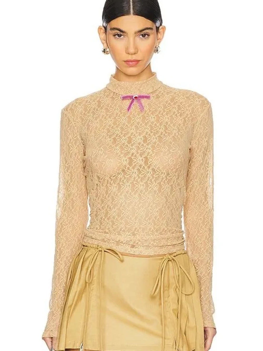 Vivetta Lace Mock Turtleneck - Nude - XS